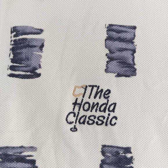 Greg Norman Collection Mens XXL White Blue Print Polo Shirt Honda Classic - Picture 8 of 12